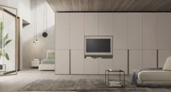 Armadio con maniglia a gola e vano Tv 10 ante battenti Teko disponibile in 2 misure e 20 colorazioni