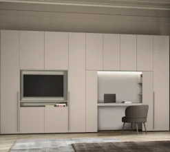 Armadio con scrivania e vano Tv 11 ante battenti linea Lotto disponibile in 2 misure e 20 colorazioni