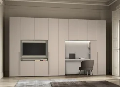 Armadio con scrivania e vano Tv 11 ante battenti linea Lotto disponibile in 2 misure e 20 colorazioni