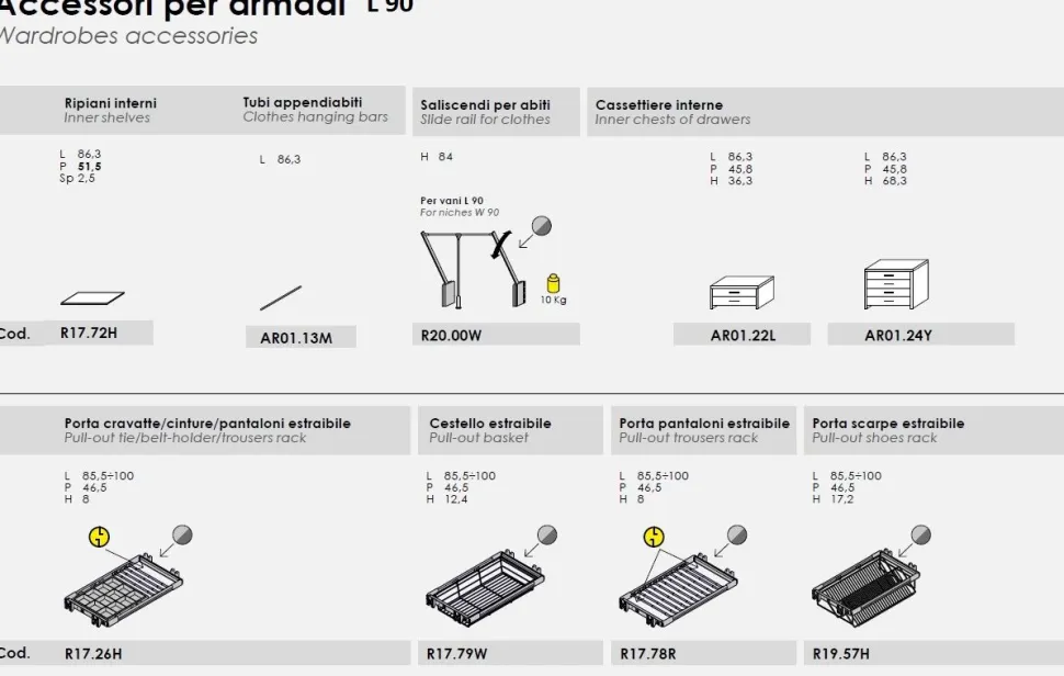 Armadio con vano Tv 6 ante battenti con telaio linea Ginevra disponibile in 2 misure e vari colori