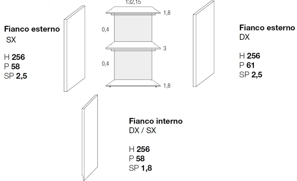 Armadio Fool 2 ante scorrevoli linea Domino finitura Grigio Londra e inserti Calce