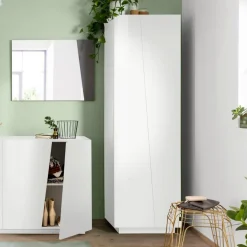Armadio Guardaroba da ingresso 2 ante linea Virgola finitura Bianco Lucido