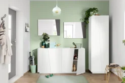 Armadio Guardaroba da ingresso 2 ante linea Virgola finitura Bianco Lucido con grafica geometrica