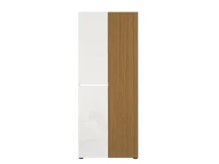 Armadio Guardaroba Lady 3 ante Bianco Lucido e Legno Cannettato