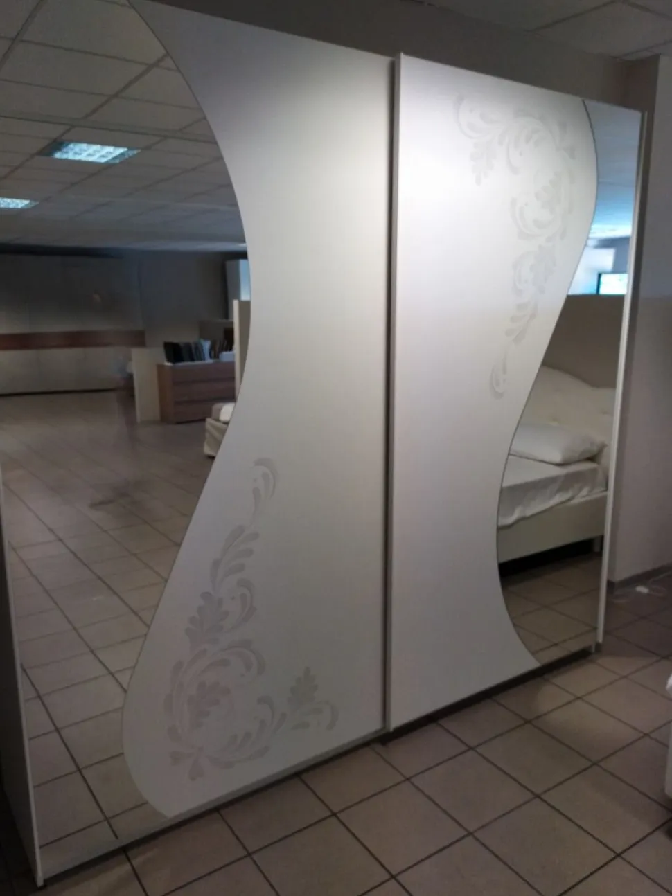 Armadio in Bianco frassino serigrafato 2 ante scorrevoli Noemi linea Essenza