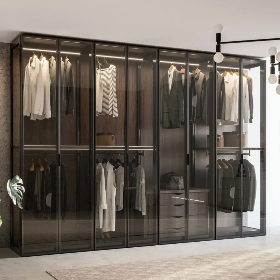 Armadio in vetro con telaio in alluminio Look linea New Season