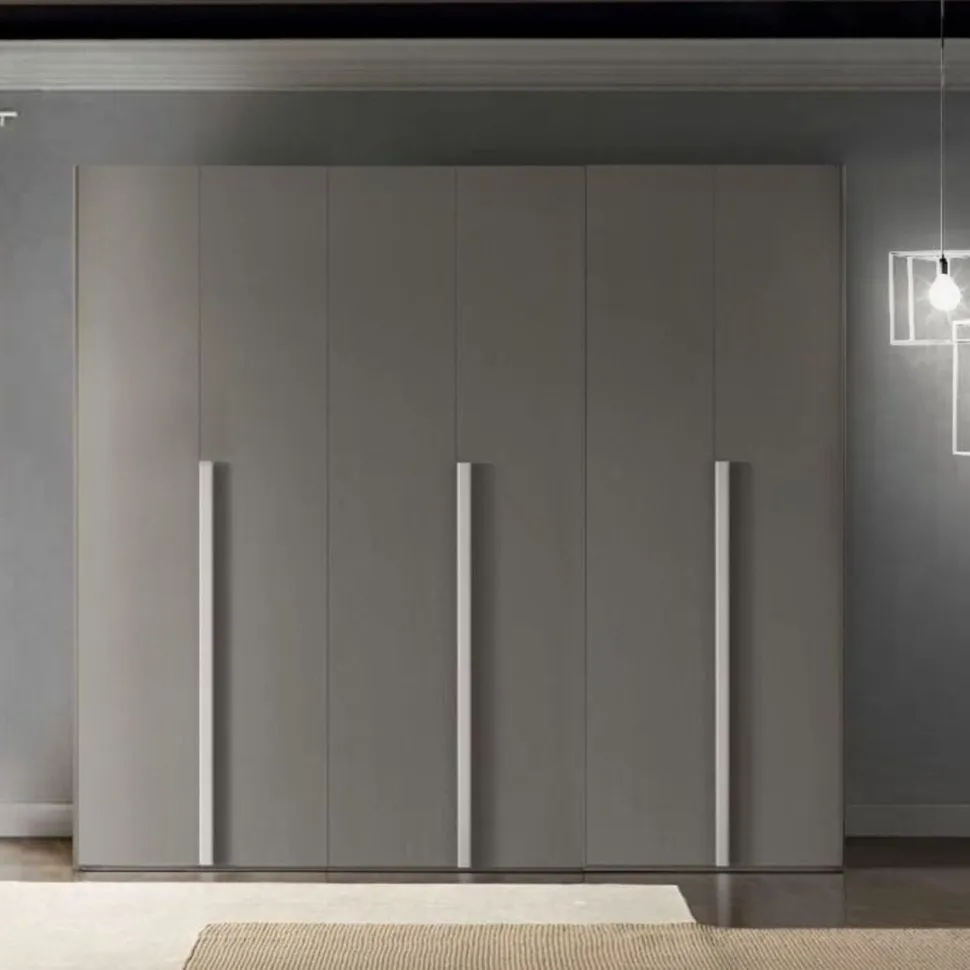 Armadio Martin 6 ante battenti linea Domino finitura Grigio Londra