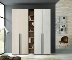 Armadio Master con ante battenti e librerie linea Volo disponibile in 2 misure