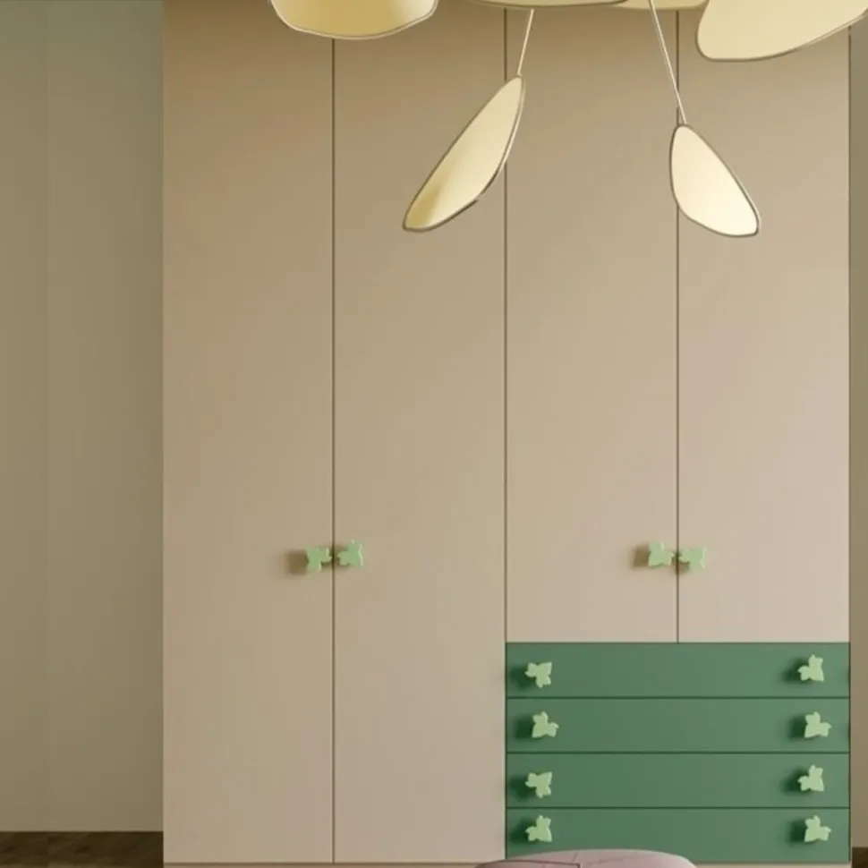 Armadio moderno 4 ante battenti e 4 cassetti disponibile in vari colori linea Colorfull