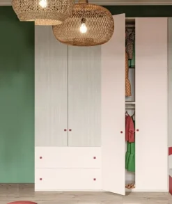 Armadio moderno 4 ante battenti e 2 cassetti disponibile in vari colori linea Colorfull