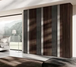 Armadio moderno 6 ante battenti in Rovere Gessato e Moka con maniglia Integrata a tutta altezza disponibile in vari colori