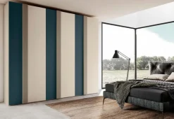 Armadio moderno 6 ante battenti in Rovere Gessato e Moka con maniglia Integrata a tutta altezza disponibile in vari colori