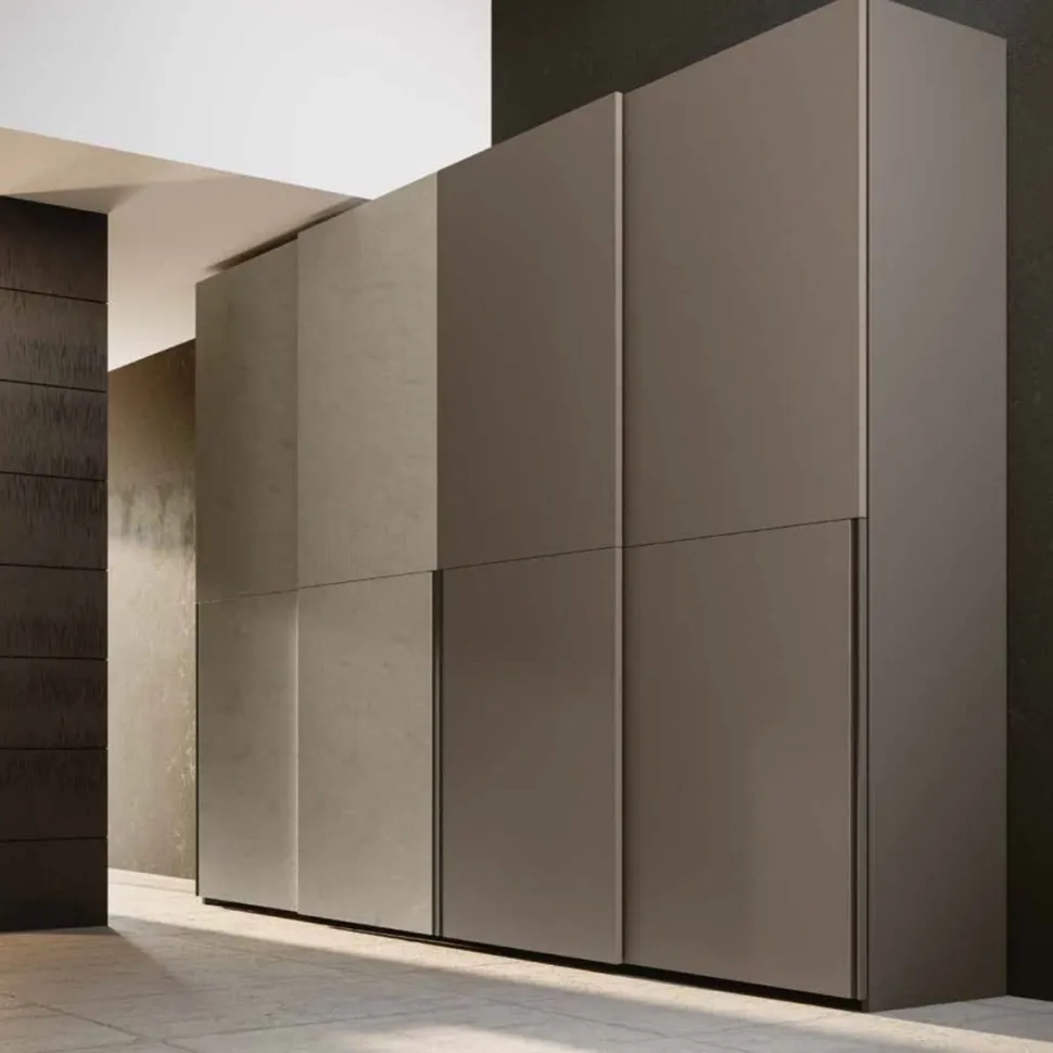 Armadio moderno 4 ante scorrevoli Moka e Argilla disponibile in vari colori