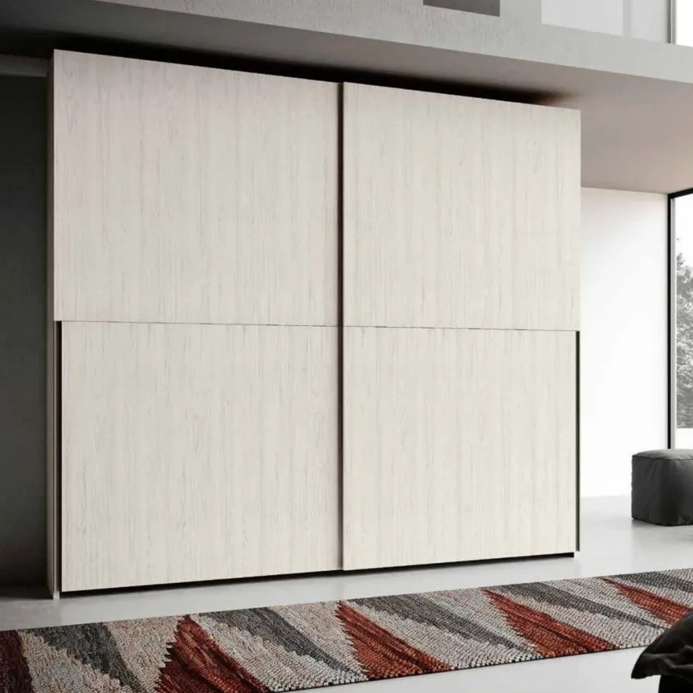 Armadio moderno 2 ante scorrevoli in Rovere Bianco disponibile in vari colori
