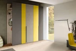 Armadio moderno battente per cameretta Giallo cedro e Grigio cenere disponibile in 2 misure e vari colori