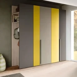 Armadio moderno battente per cameretta Giallo cedro e Grigio cenere disponibile in 2 misure e vari colori