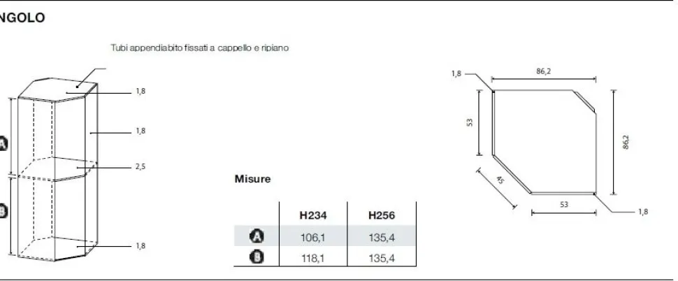 Armadio moderno con angolo a specchio finitura Bianco Opaco con 7 ante battenti disponibile in 2 misure e vari colori