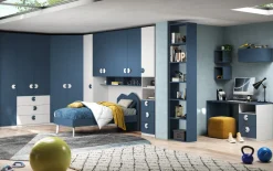 Armadio per cameretta con 2 ante battenti e 3 cassetti Blu Navy e Bianco Opaco disponibile in vari colori
