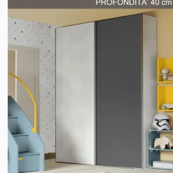 Armadio Profondità 40cm Scorrevole 2 ante Free 15 colorazioni