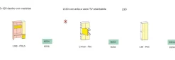 Armadio salvaspazio con vano Tv e zona studio 7 ante battenti Bianco Opaco e Noce Biondo