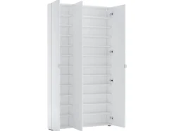 Armadio Scarpiera stretta 3 ante battenti con specchio Fit in finitura Bianco Lucido