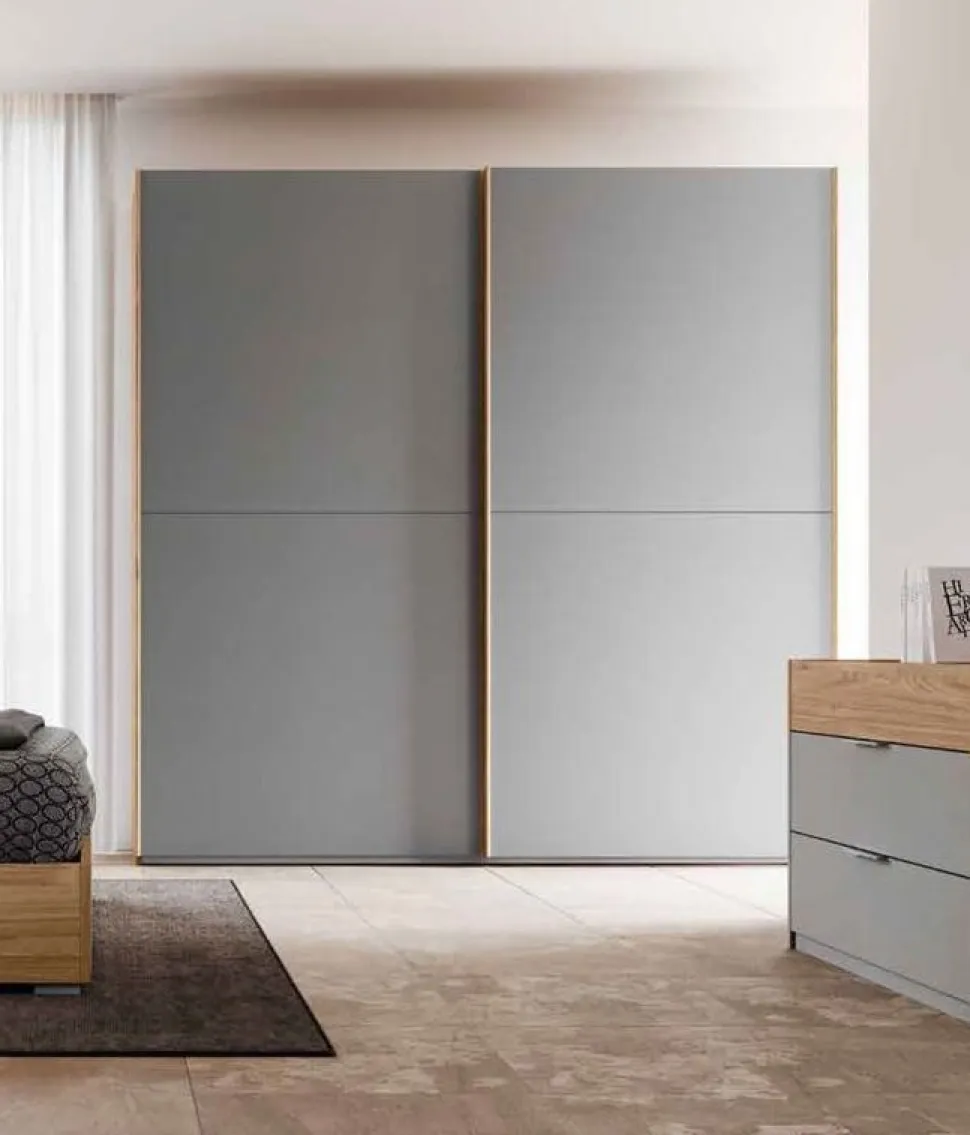 Armadio scorrevole moderno finitura Grigio cenere con 2 ante Line disponibile in 4 misure e vari colori