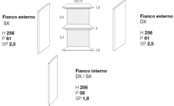 Armadio Zeno 2 ante scorrevoli linea Domino finitura Cachemire con maniglia a Gola in alluminio verniciato