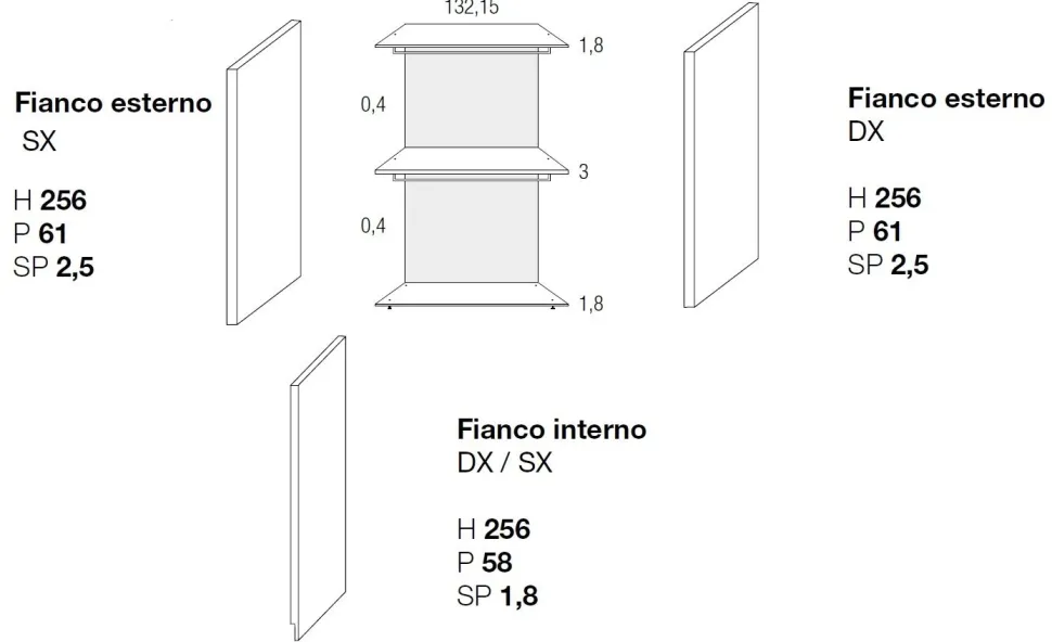 Armadio Zeno 2 ante scorrevoli linea Domino finitura Cachemire con maniglia a Gola in alluminio verniciato