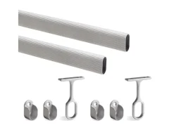 Aste per armadi con staffe, Alluminio e Zama, Anodizzato opaco disponibile in 3 misure