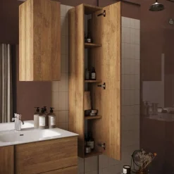 Bagno a due cassetti Oregon sospeso in finitura Rovere Mercure