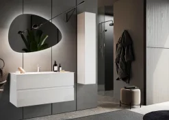 Bagno a due cassetti sospeso Agata in finitura Bianco Lucido