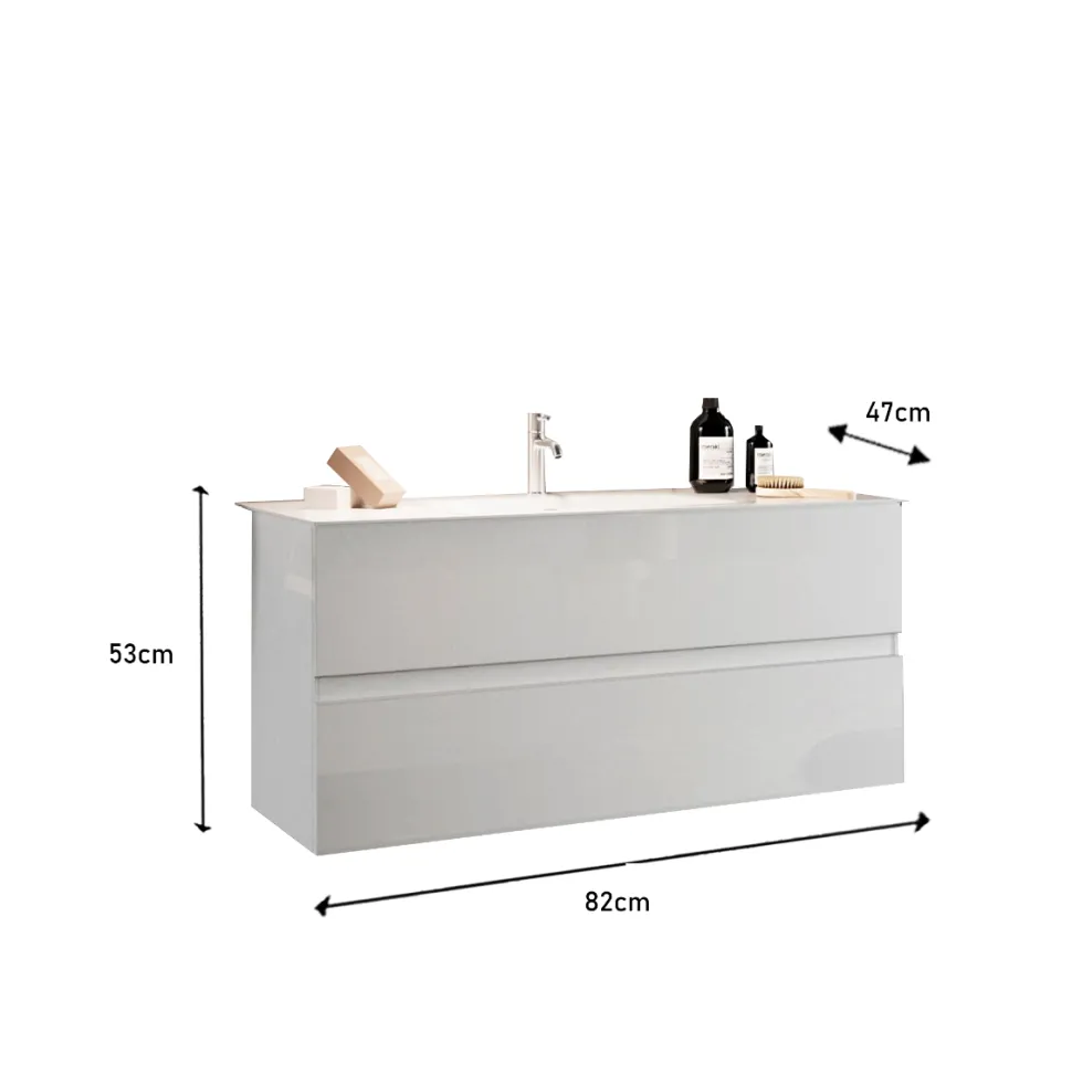 Bagno a due cassetti sospeso Agata in finitura Bianco Lucido