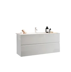 Bagno a due cassetti sospeso Agata in finitura Bianco Lucido