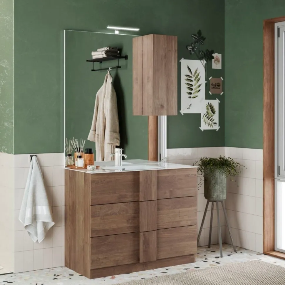 Bagno a tre cassetti Oregon in finitura Rovere Mercure