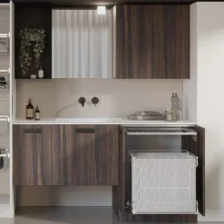 Bagno con lavabo integrato in ocritech Totus disponibile in vari colori