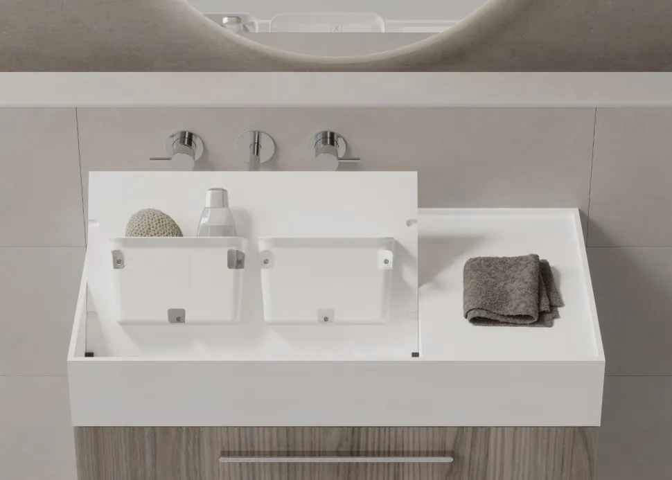 Bagno monoblocco Compact 2 ante e lavabo in ocritech con doppio fondo disponibile in vari colori