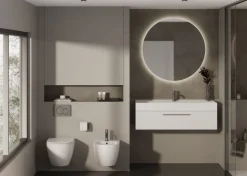 Bagno monoblocco sospeso 1 cassettone e lavabo in ceramica disponibile in vari colori