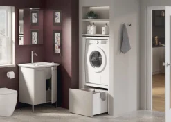 Bagno monoblocco un anta con lavabo in ceramica con doppia profondità