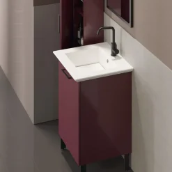 Bagno monoblocco un anta con lavabo in ceramica con doppia profondità