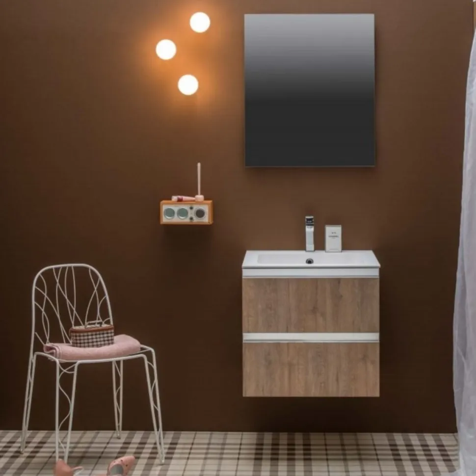 Bagno sospeso Jacob 2 cassetti con maniglia a gola disponibile in vari colori