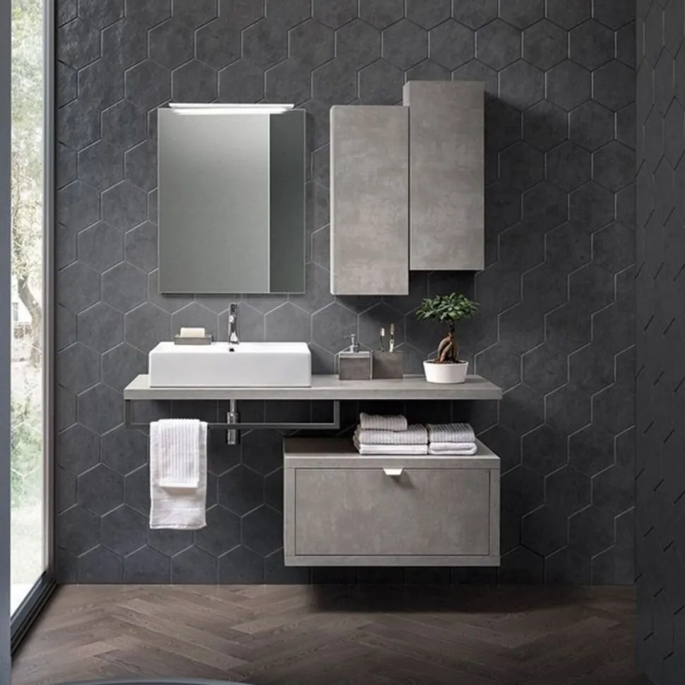 Bagno sospeso River in finitura Grigio Caldo