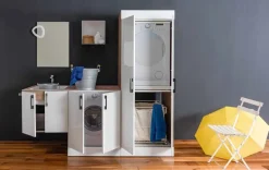 Bagno Totus con colonna coprilavatrice disponibile in vari colori