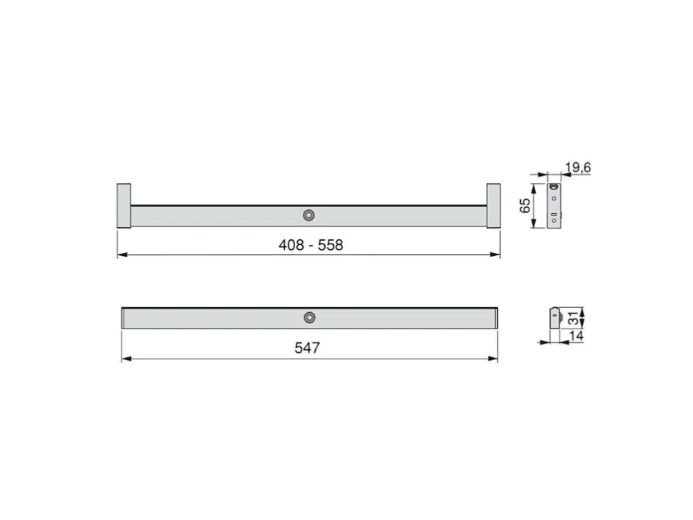 Barra Appendiabiti per armadi con luce LED Polux con sensore di movimento (12V DC), in Tecnoplastica e Alluminio, Grigio metallizzata