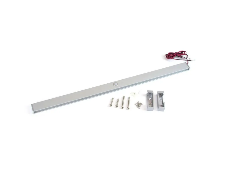 Barra Appendiabiti per armadi con luce LED Polux con sensore di movimento (12V DC), in Tecnoplastica e Alluminio, Grigio metallizzata