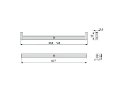 Barra Appendiabiti per armadi con luce LED Polux con sensore di movimento (12V DC), in Tecnoplastica e Alluminio, Grigio metallizzata