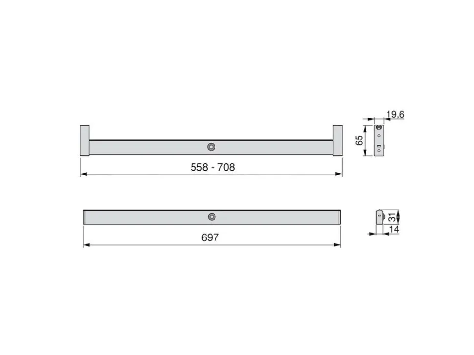 Barra Appendiabiti per armadi con luce LED Polux con sensore di movimento (12V DC), in Tecnoplastica e Alluminio, Grigio metallizzata