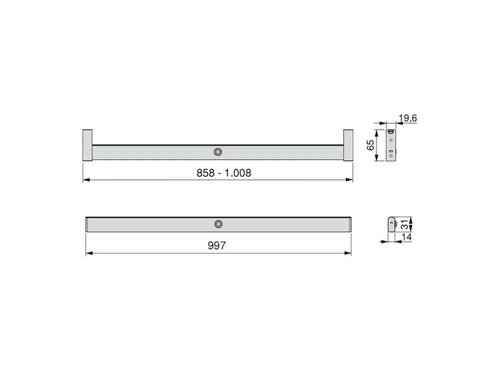 Barra Appendiabiti per armadi con luce LED Polux con sensore di movimento (12V DC), in Tecnoplastica e Alluminio, Grigio metallizzata