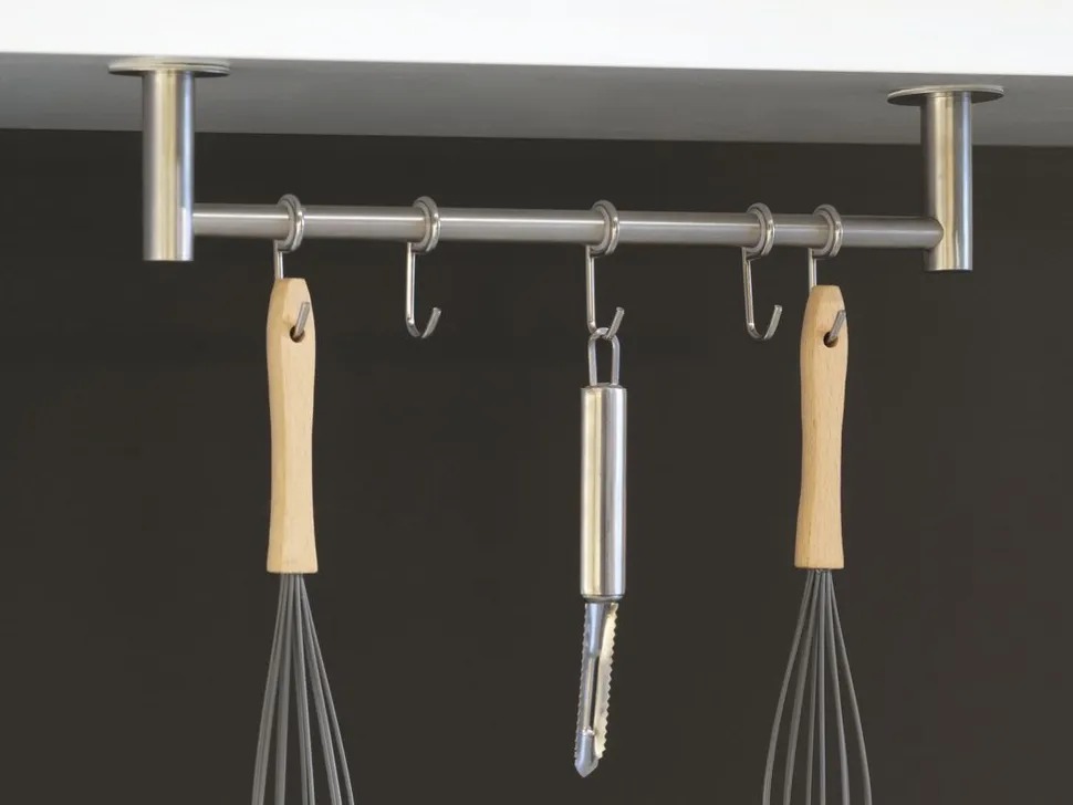 Barra portautensili adesivo da cucina con 5 ganci Supra