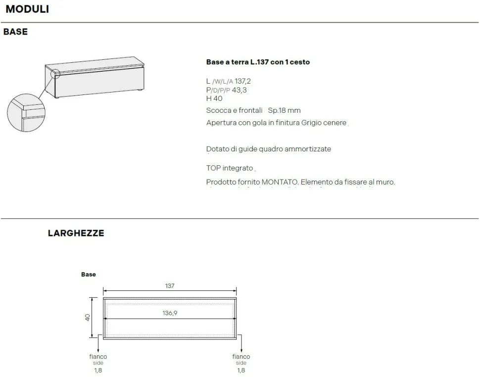 Base Porta Tv Bianco da 140 cm con 1 cassettone e maniglia a gola disponibile in vari colori