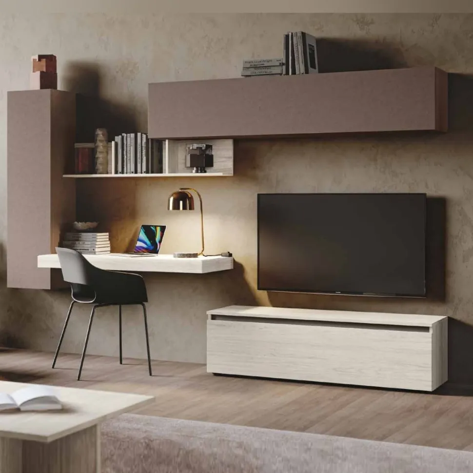 Base Porta Tv Bianco da 140 cm con 1 cassettone e maniglia a gola disponibile in vari colori